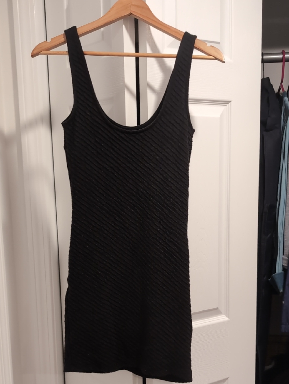 Free People Black Textured Scoop Neck Tank Dress